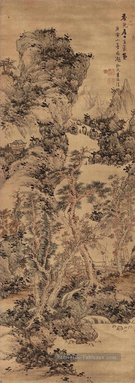 montagnes d’automne après Wang Meng vieille Chine à l’encre Peintures à l'huile